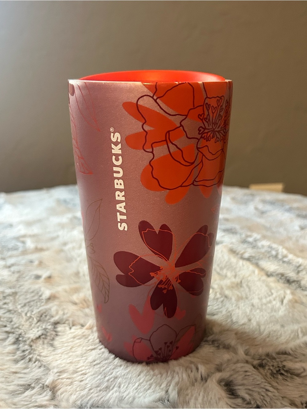 Starbucks Pink and Orange Floral Travel Cup